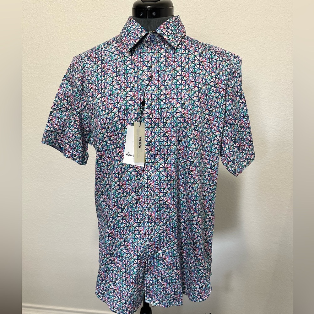 Robert Graham Men's Kepner Short Sleeve Shirt Classic Fit Size: M NWT
